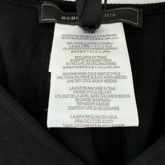 BCBGMAXAZRIA “NEKA”Black Knit Ribbed Maxi Dress Cutout Draped Back XXS NEW Tags - Picture 5 of 14